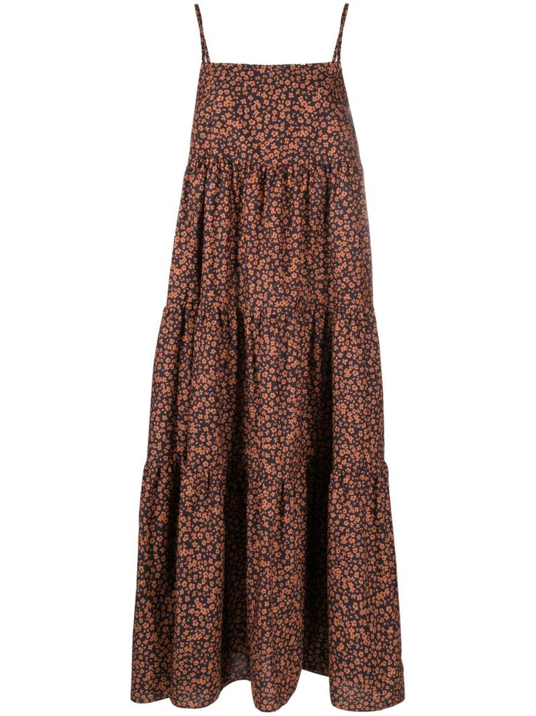 Orange Tiered Organic Cotton Maxi Dress