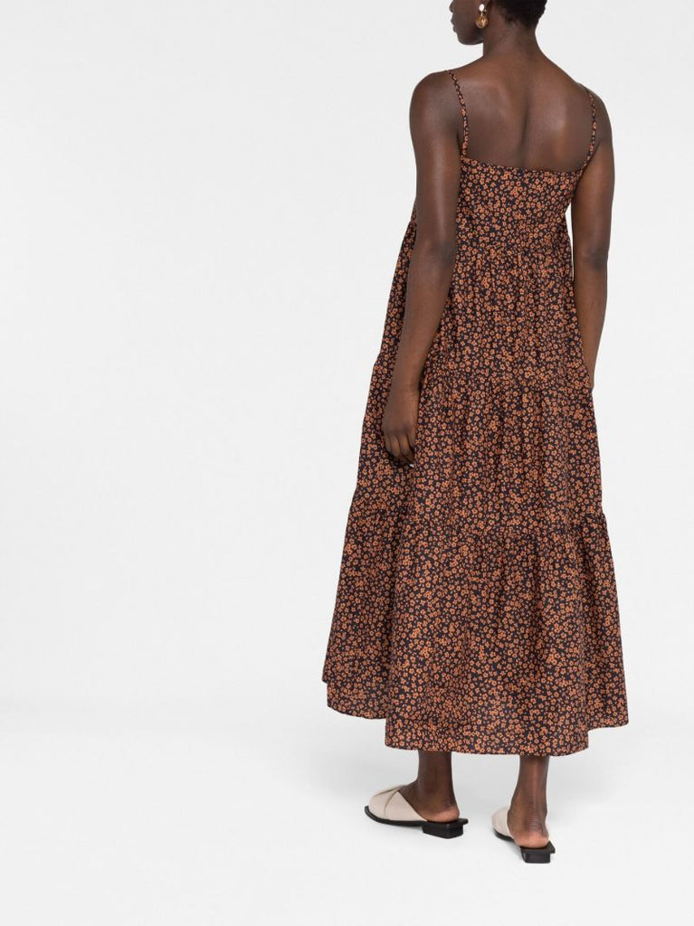 Orange Tiered Organic Cotton Maxi Dress