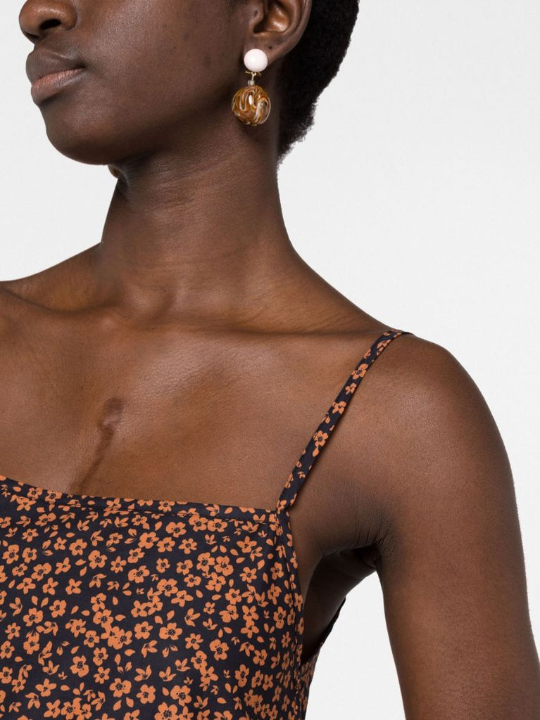 Orange Tiered Organic Cotton Maxi Dress