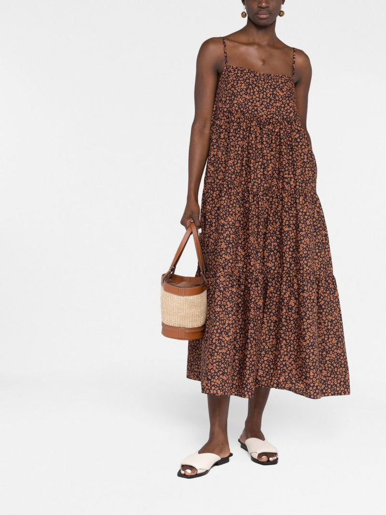 Orange Tiered Organic Cotton Maxi Dress