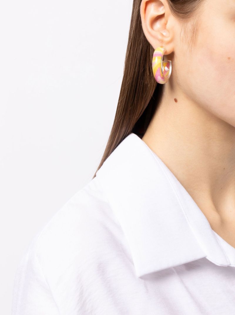 14k Yellow Gold Small Groovy Print Jelly Hoop Earrings