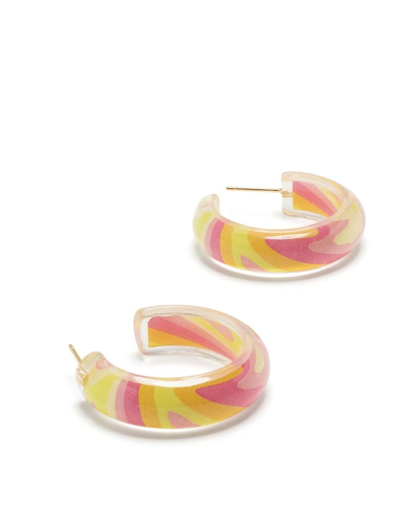 14k Yellow Gold Small Groovy Print Jelly Hoop Earrings