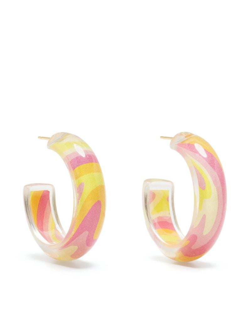 14k Yellow Gold Small Groovy Print Jelly Hoop Earrings