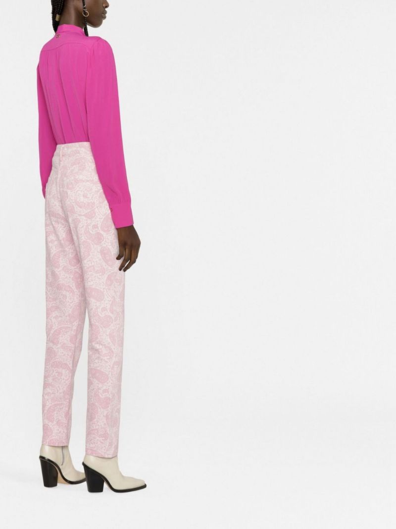 Pink Paisley Print High-rise Straight-leg Jeans