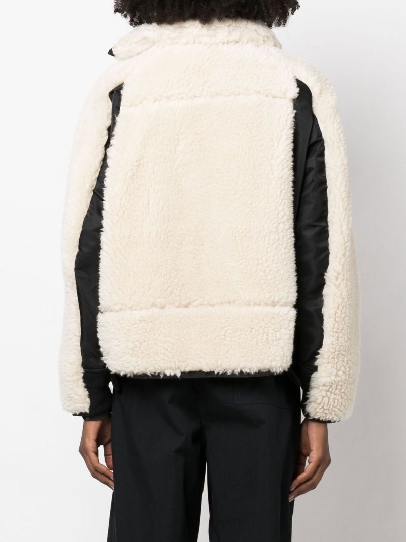 Neutral Shearling Panelled Jacket