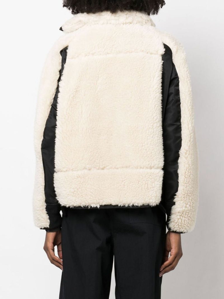 Neutral Shearling Panelled Jacket