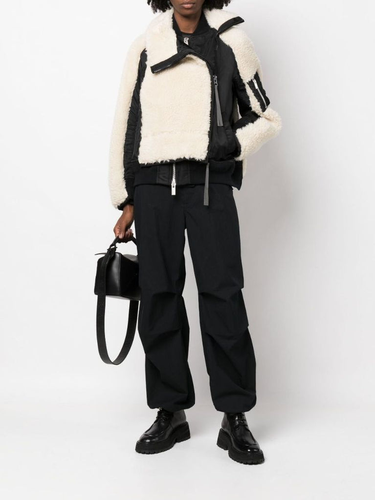Neutral Shearling Panelled Jacket