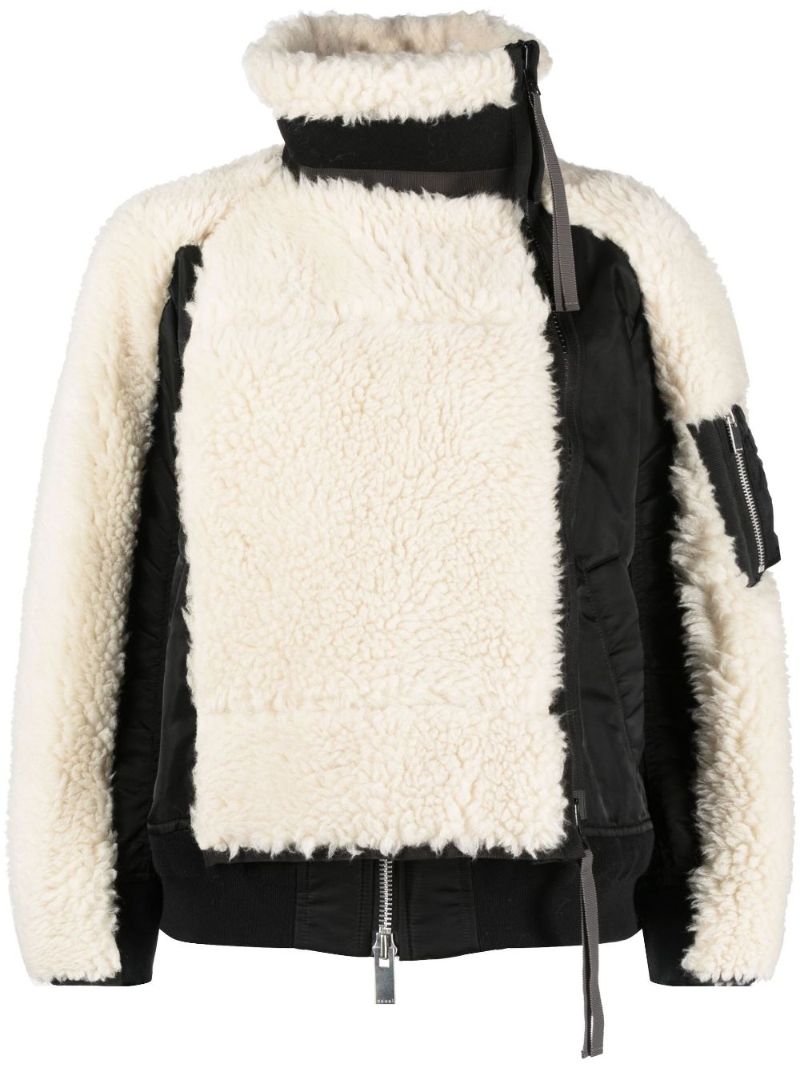 Neutral Shearling Panelled Jacket