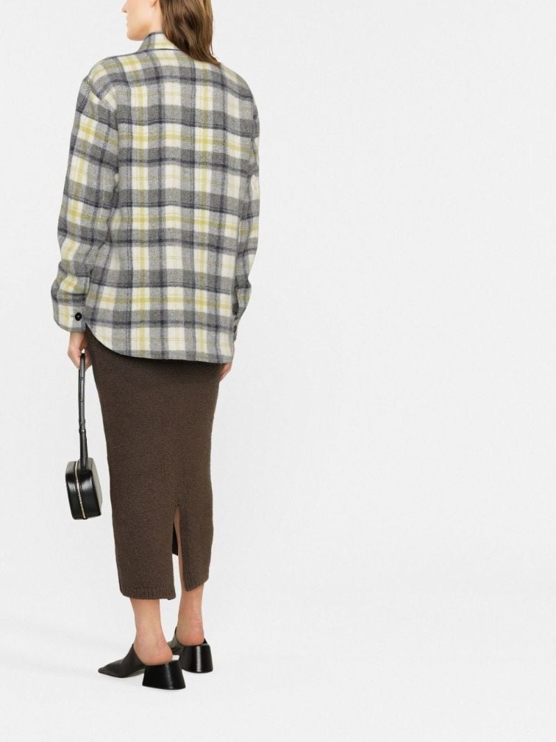 White Check Print Wool Shirt Jacket