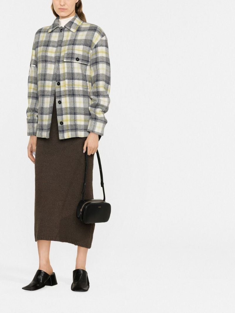 White Check Print Wool Shirt Jacket