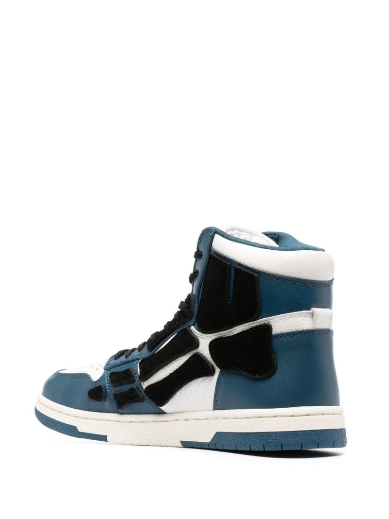 White and Blue Skel Top Hi Leather Sneakers