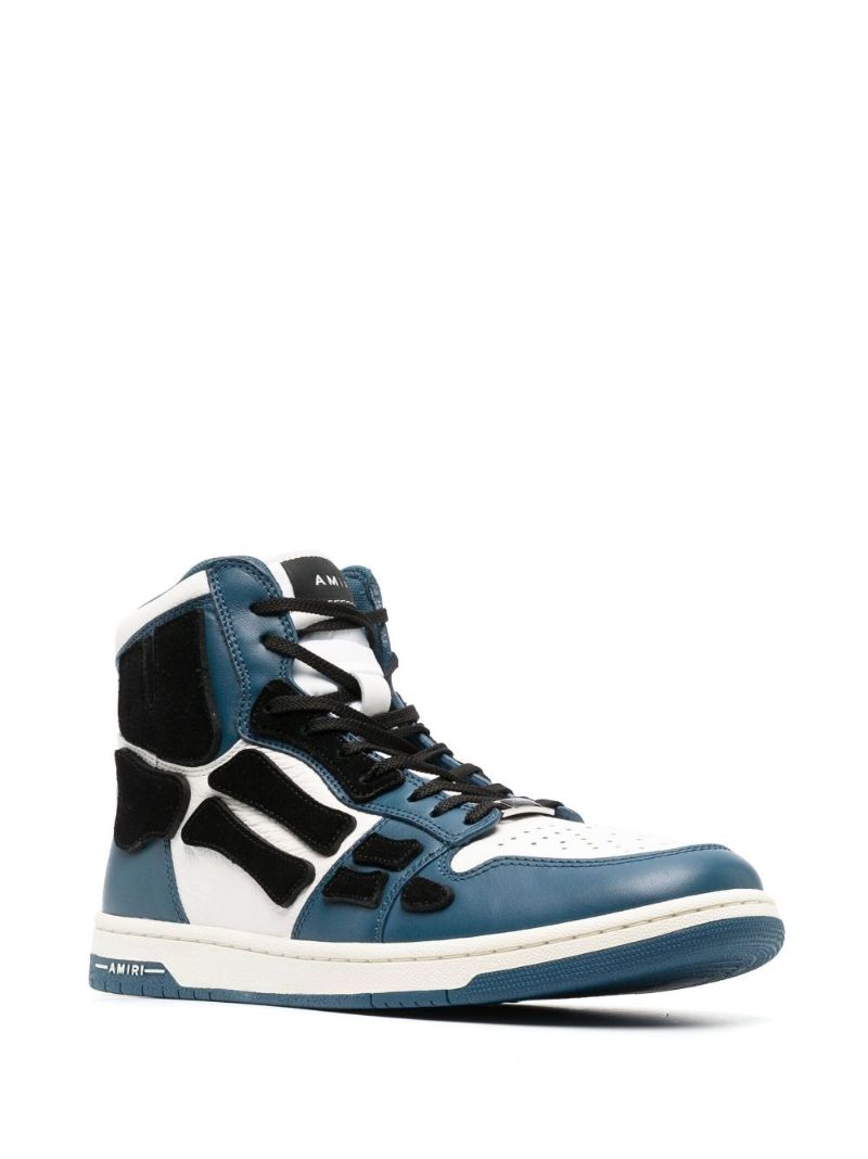 White and Blue Skel Top Hi Leather Sneakers
