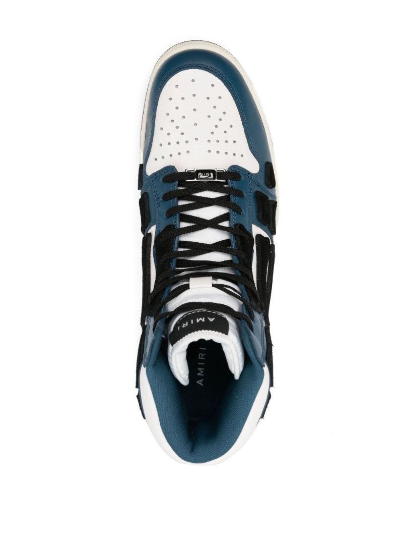 White and Blue Skel Top Hi Leather Sneakers