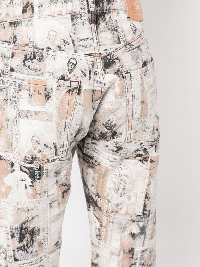 White Santino Printed Denim Jeans