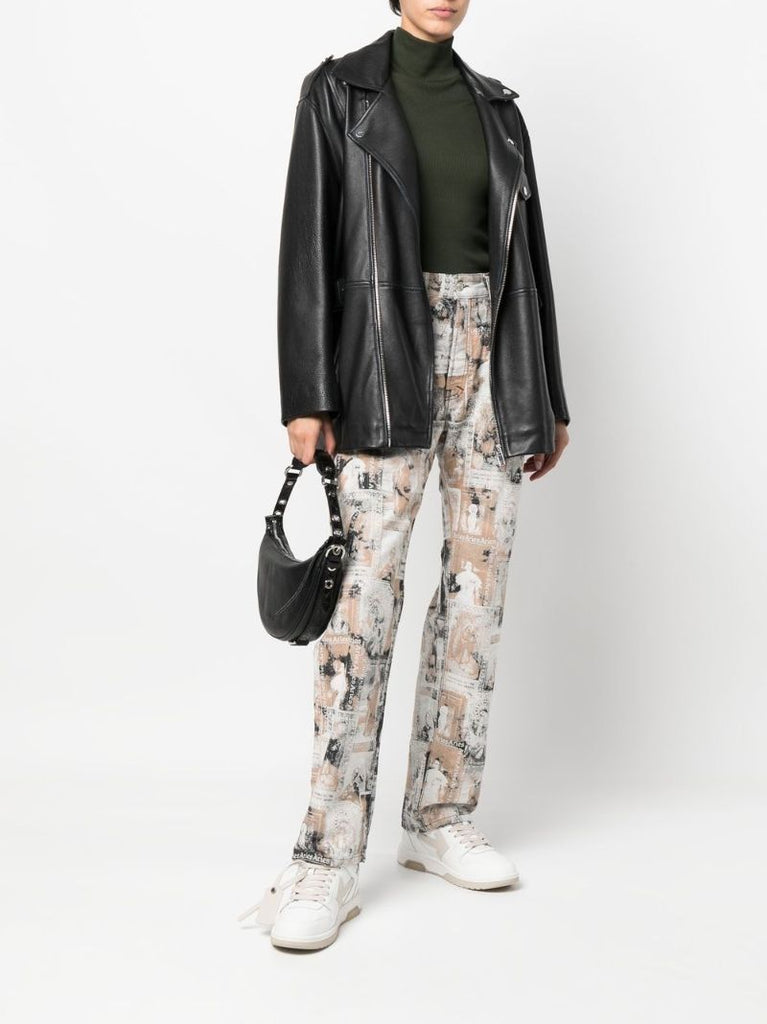 White Santino Printed Denim Jeans