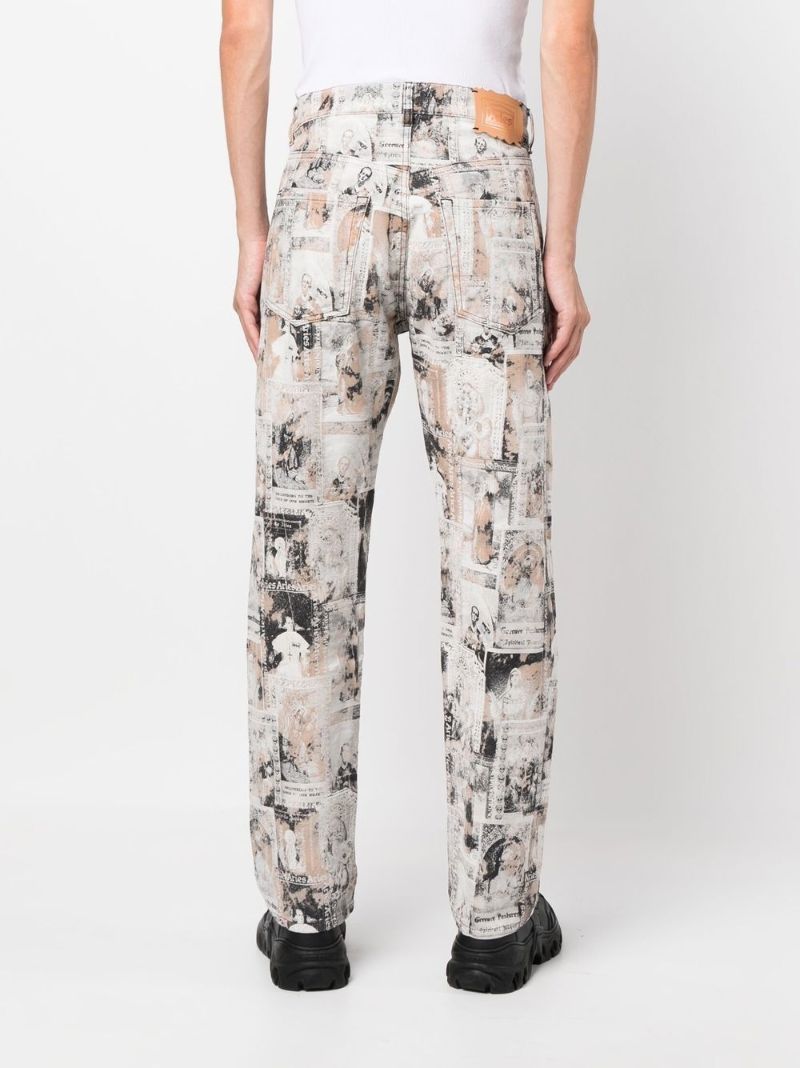 White Santino Printed Denim Jeans