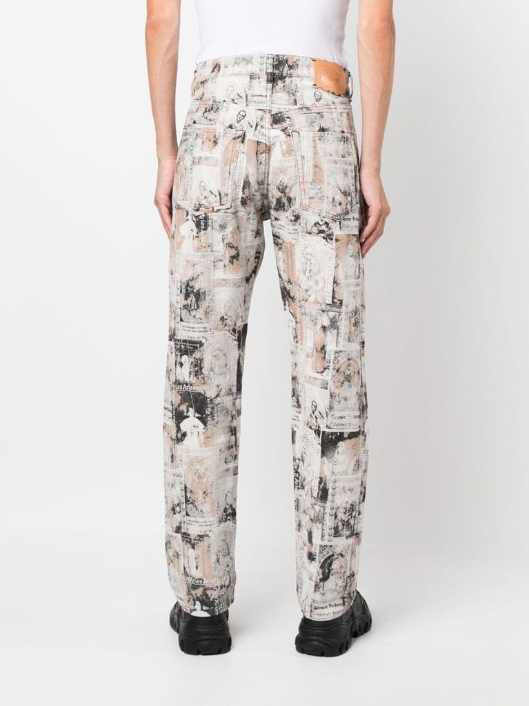 White Santino Printed Denim Jeans