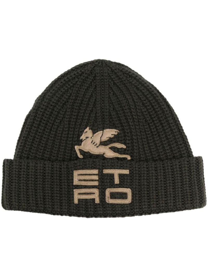 Green Logo Knitted Beanie Hat
