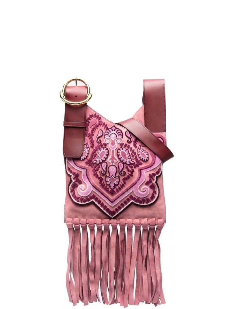 Pink Paisley AppliquÃ_x0083_Â© Suede Bag