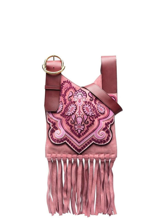 Pink Paisley AppliquÃ_x0083_Â© Suede Bag