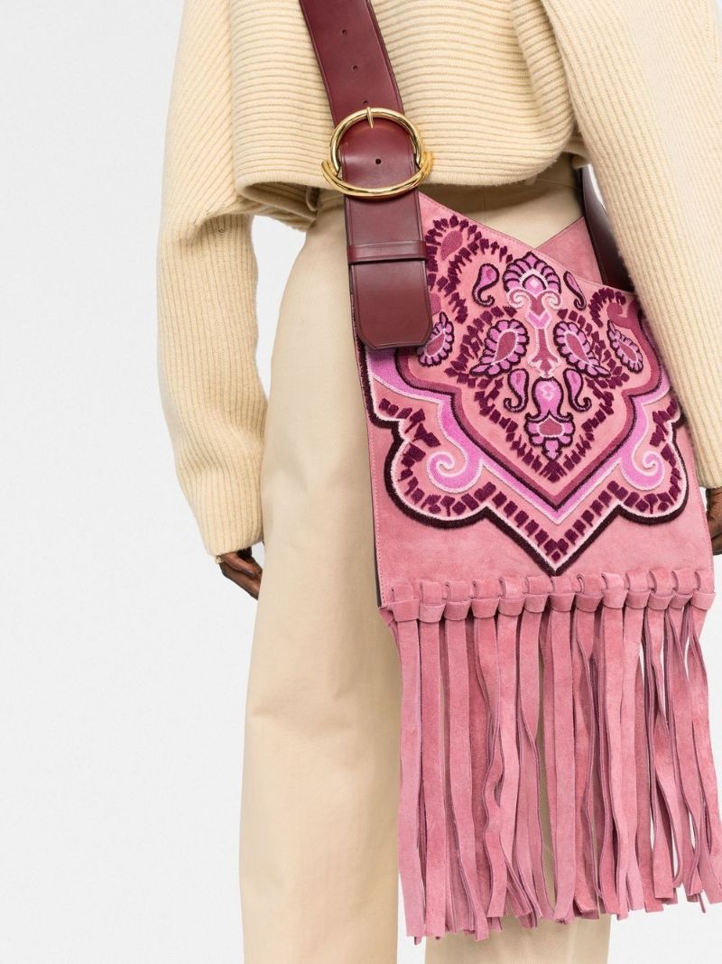 Pink Paisley AppliquÃ_x0083_Â© Suede Bag