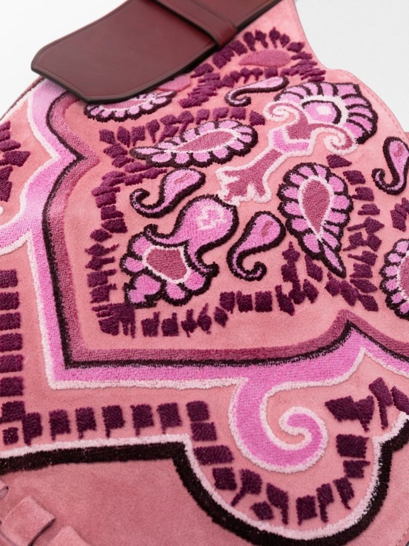 Pink Paisley AppliquÃ_x0083_Â© Suede Bag