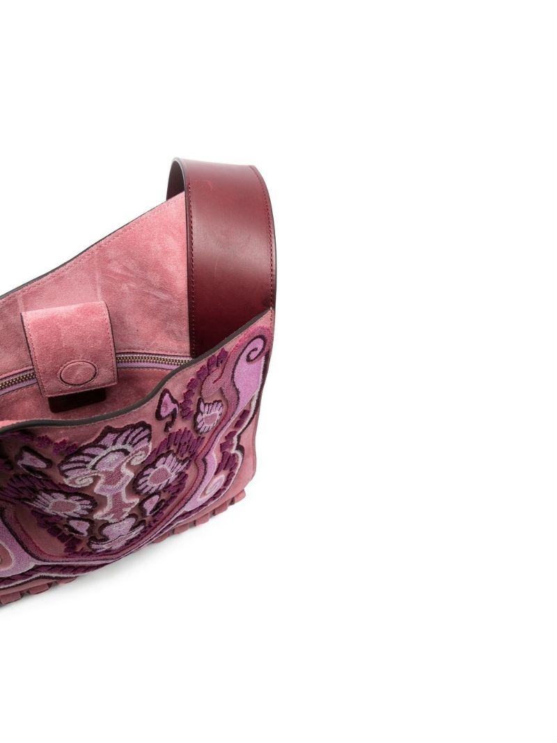 Pink Paisley AppliquÃ_x0083_Â© Suede Bag