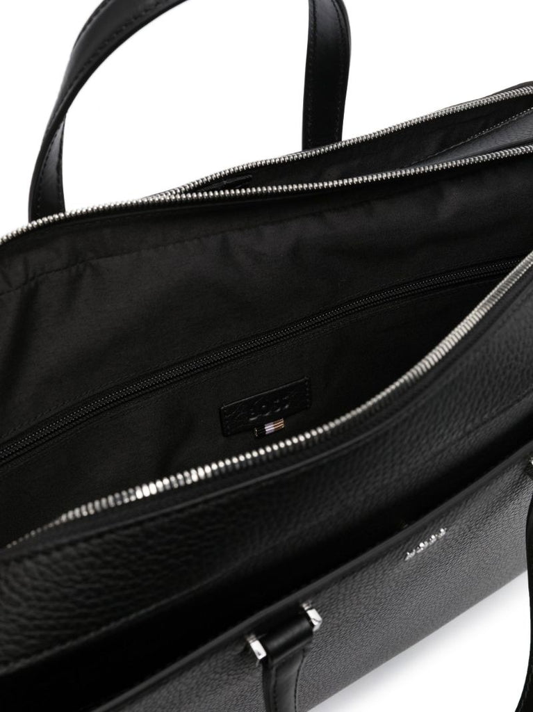 Black Gavin Grained Leather Briefcase