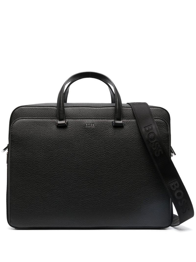 Black Gavin Grained Leather Briefcase