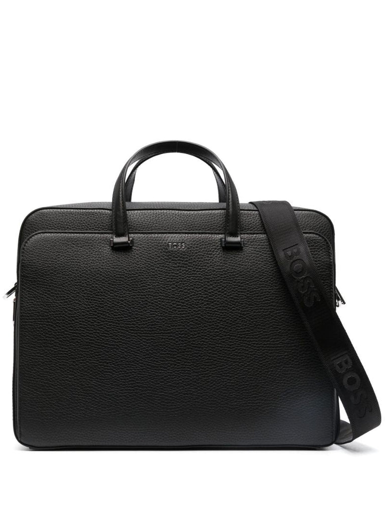 Black Gavin Grained Leather Briefcase