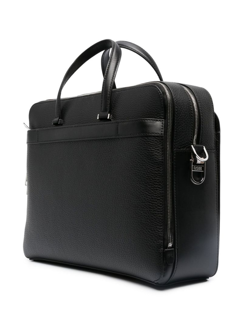 Black Gavin Grained Leather Briefcase