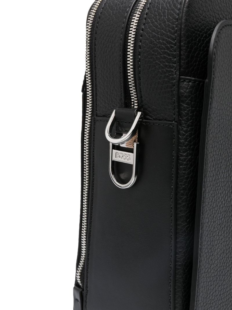 Black Gavin Grained Leather Briefcase