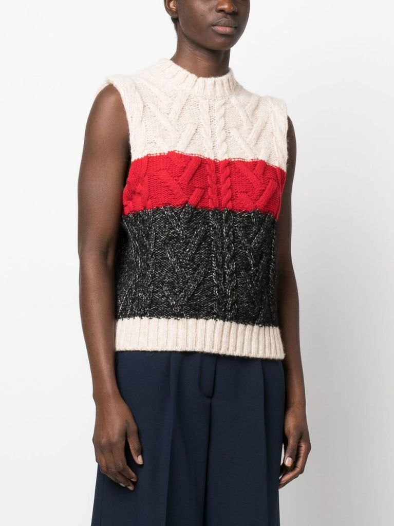 Neutral Cable-knit Sweater Vest