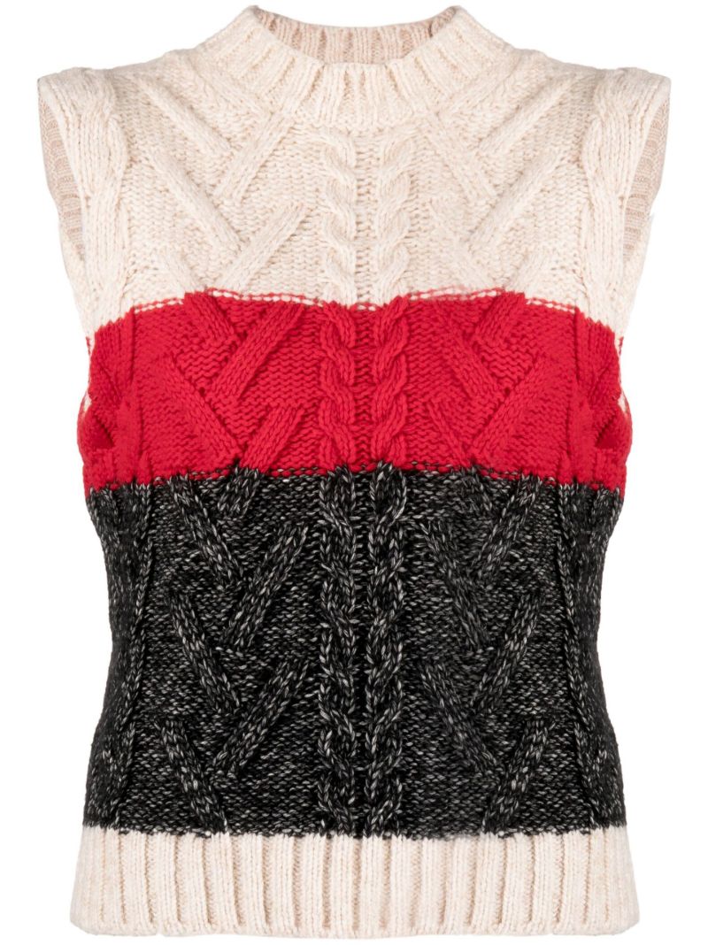 Neutral Cable-knit Sweater Vest