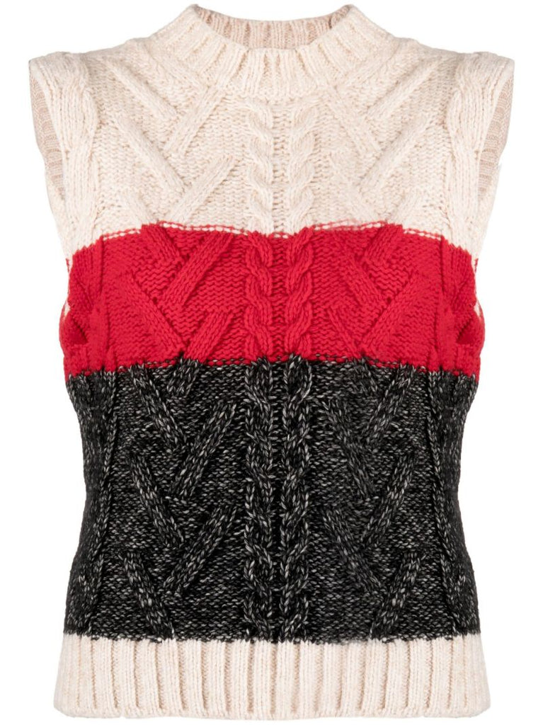 Neutral Cable-knit Sweater Vest