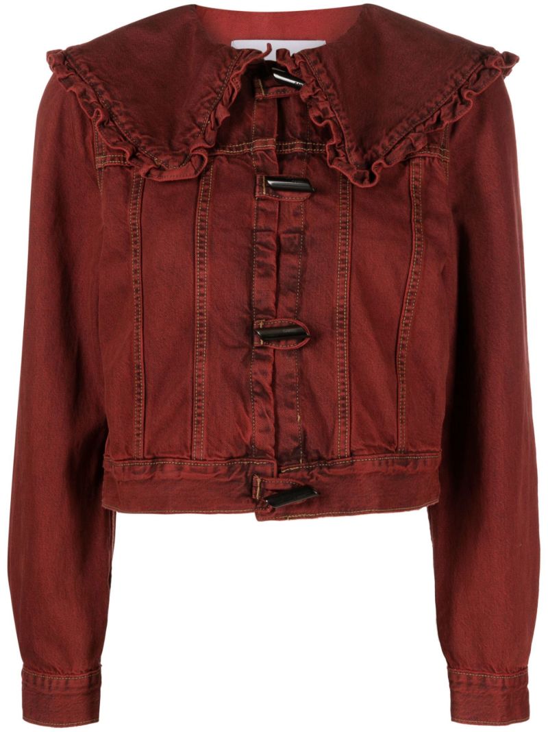 Red Oversize-collar Denim Jacket