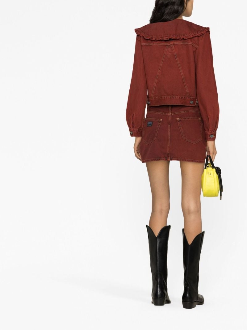 Red Oversize-collar Denim Jacket