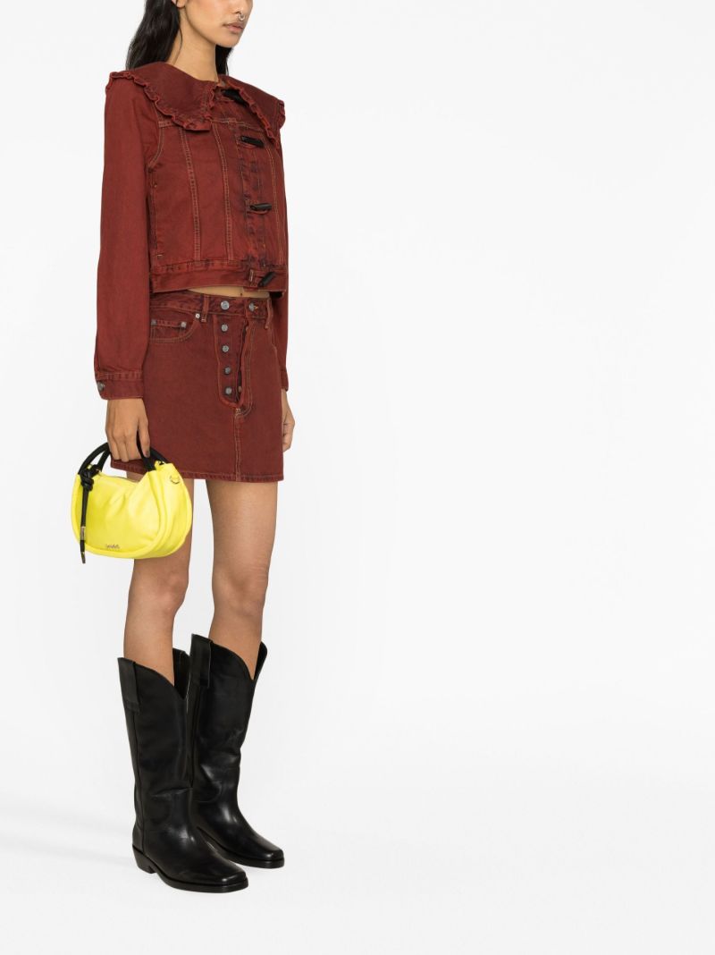Red Oversize-collar Denim Jacket