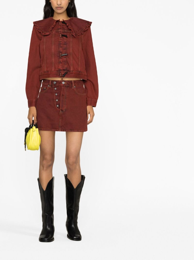 Red Oversize-collar Denim Jacket