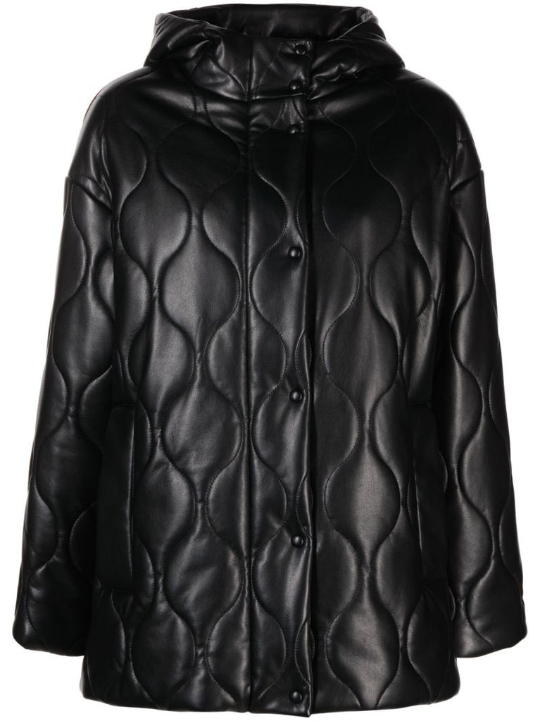 Black Everlee Quilted Faux Leather Jacket