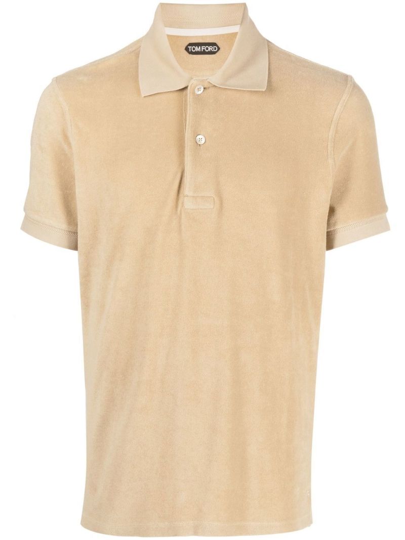 Neutral Towelling Cotton Polo Shirt