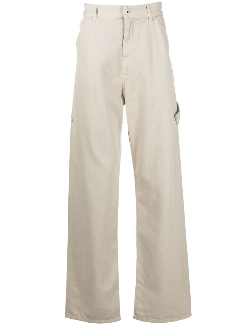 Neutral Straight-leg Cotton Trousers