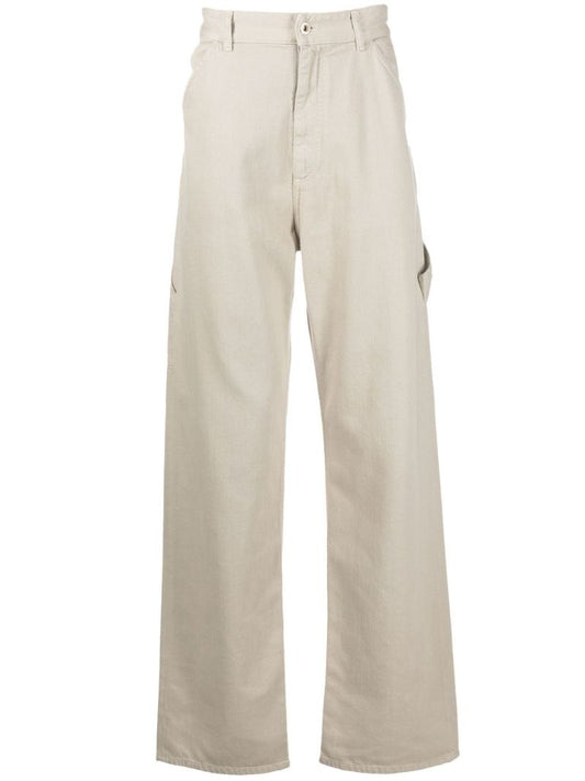 Neutral Straight-leg Cotton Trousers