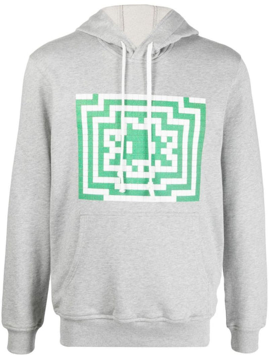 Grey Graphic Cotton Hoodie