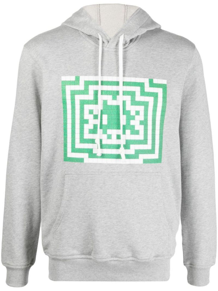 Grey Graphic Cotton Hoodie