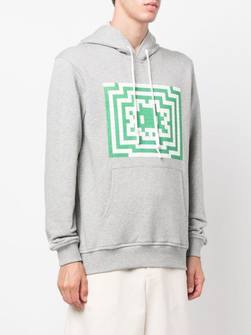 Grey Graphic Cotton Hoodie