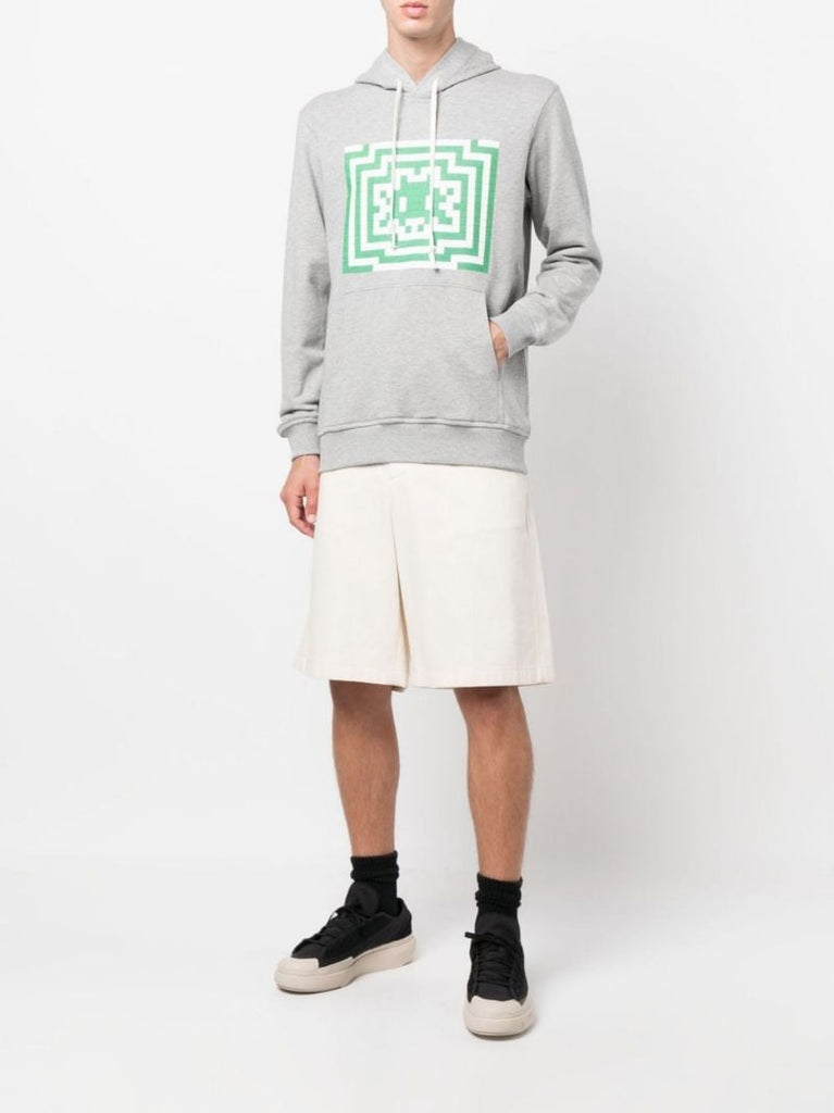 Grey Graphic Cotton Hoodie