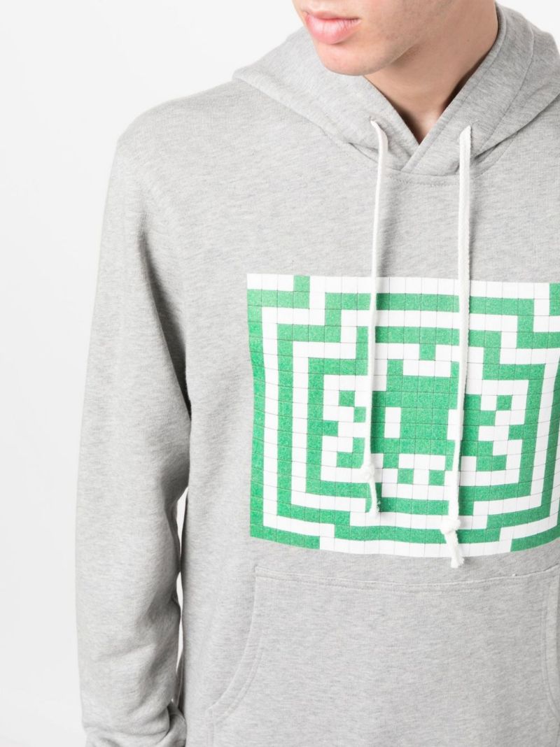 Grey Graphic Cotton Hoodie
