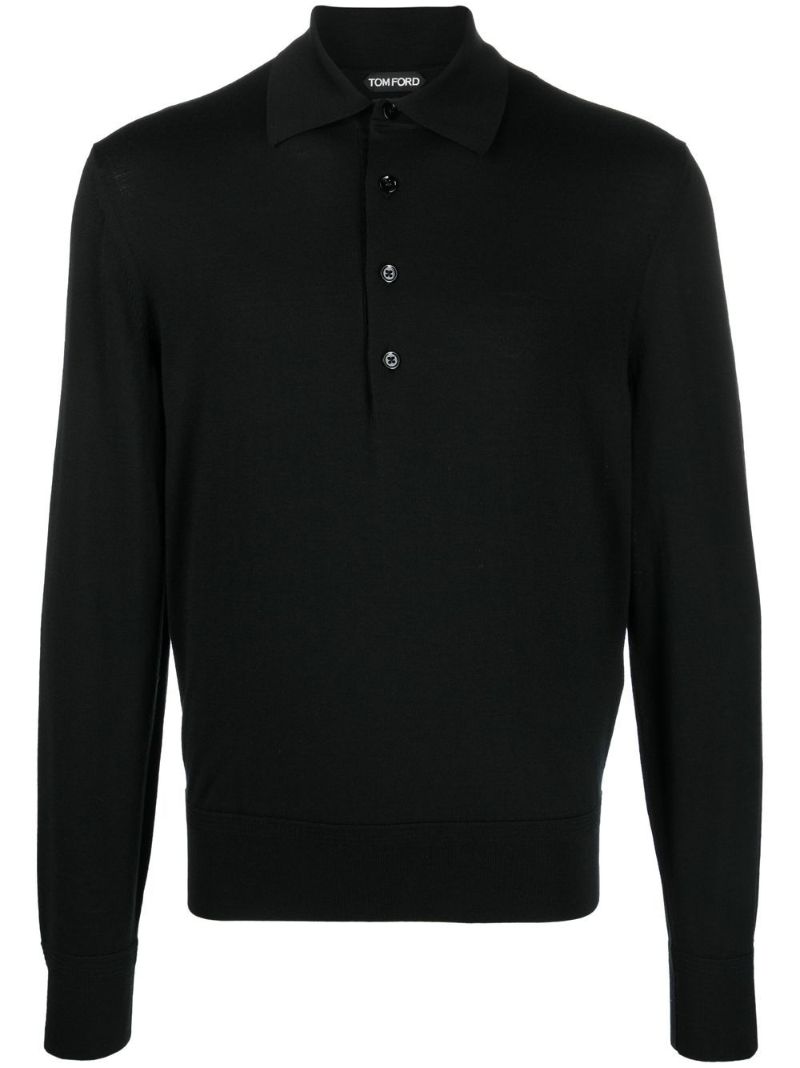 Black Wool Polo Shirt