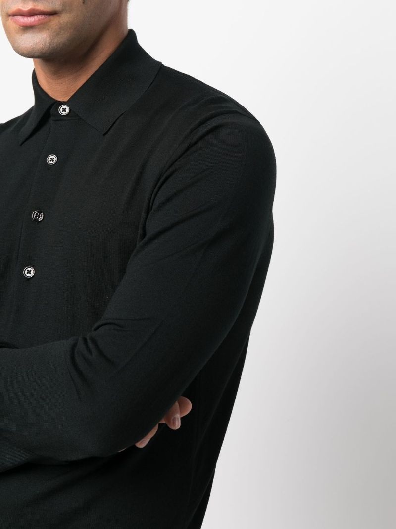 Black Wool Polo Shirt